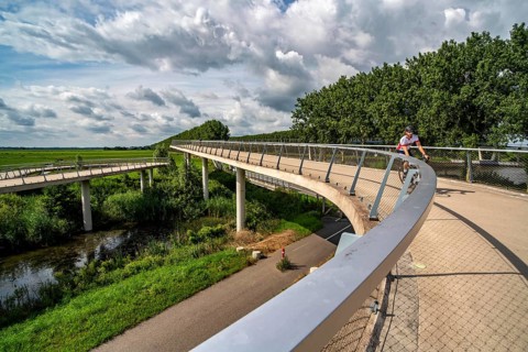 Ramp on the Liniebrug, bicycle and pedestrian bridge over the Amsterdam-Rhine Canal near the