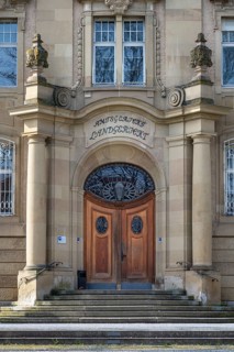 Detailed view of the district court, Rottweil district court, a historic building in Art Nouveau