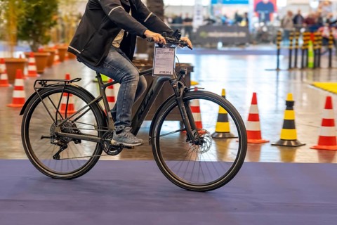 Test drives of new bikes at the public exhibition Fahrrad Essen, in the halls of Messe Essen,