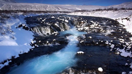 Iceland, Europe, Bruarfoss, waterfall, bridge waterfall