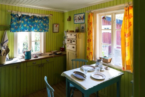 Kitchen in the replica house of Petterson and Findus based on a children's book by Sven Nordqvist,