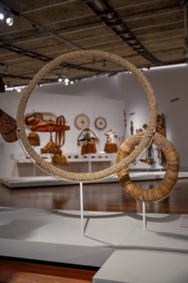 Shell money hoops in the National Museum, made by the Tolai tribe from the houses of the Nassa