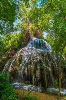 Trinidad waterfall in the Natural Park of the Monastery of Piedra, Aragon, Spain
