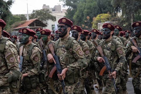Damascus, Syria. December 8th 2025. The Syrian transitional government army stages a military