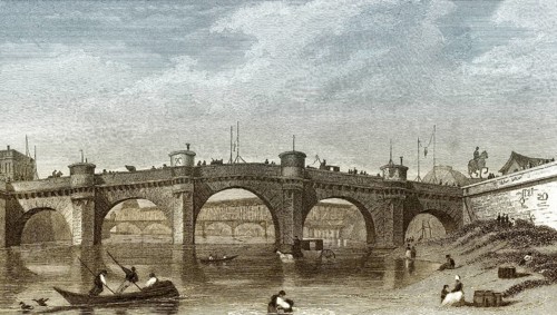 Pont Neuf, Paris, antique steel engraved print, 1831