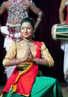 Sri Lankan dancer performing a traditional dance, Young Men's Buddhist Association, Kandy, Central