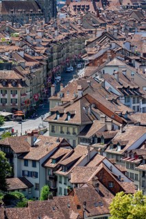 Streets and rows of houses, detail, view of Bern's old town, Bern, Canton of Bern, Switzerland