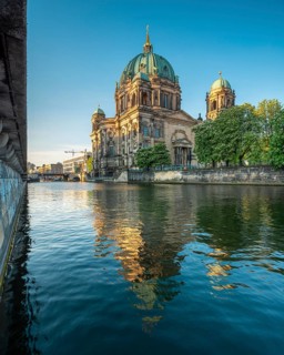 The Berlin Cathedral is reflected in the Spree, Berlin-Mitte, Berlin, Germany