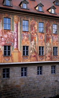 Façade painting by Anton Greiner, Old Town Hall, historic old town centre, Bamberg, Upper