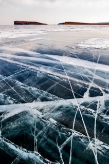 Cracks in the ice, Lake Baikal, Olkhon Island, Pribaikalsky National Park, Irkutsk Province,