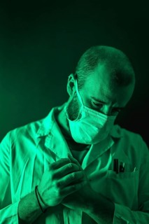 A doctor working pensively on the coronavirus pandemic, Covid-19