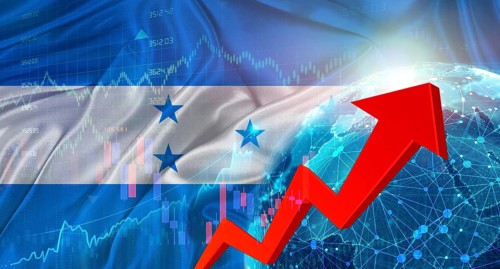 Global financial growth with Honduras flag. Financial growth with Honduras flag on economic