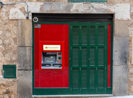 ATMs and Bank Santander, Soller, Majorca, Balearic Islands, Spain