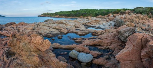 Morning atmosphere on the beach, Plage d'Arone, Corsica, France