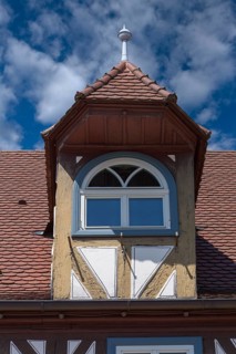 Historic dormer window, 17th century Zeil am Main, Lower Franconia, Bavaria, Germany