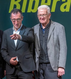 Cem Özdemir, Winfried Kretschann. Political Ash Wednesday of the Green Party in Biberach. In focus:
