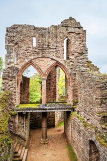 Autumn colors over Goodrich Castle, River Wye, Goodrich, Herefordshire, UK