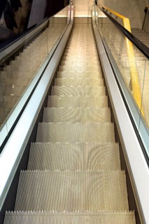 Escalator photographed from top to bottom, international