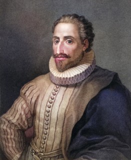 Miguel de Cervantes Saavedra 1547-1616, Spanish writer. From the book Gallery of Portraits,