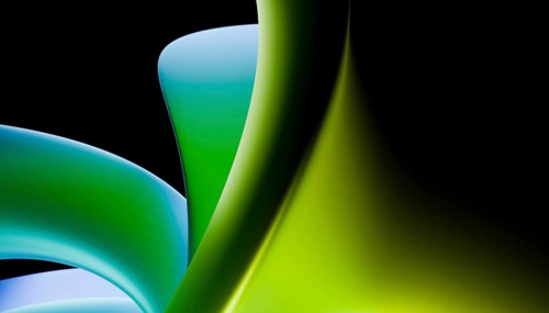 Abstract art depicting smooth green shapes against a backdrop transitioning from black to green,