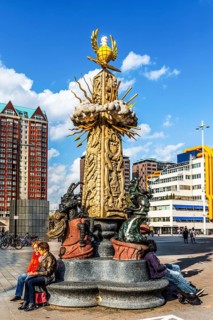 Ode aan Marten Toonder monument in central Rotterdam, honors the famous Dutch comic artist Marten