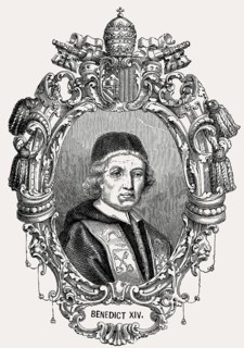 Pope Benedict XIV or Benedictus XIV, 1675, 1758, born Prospero Lorenzo Lambertini, Pope from 1740