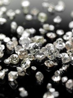 Many valuable diamonds, some rough, some cut, for further processing for the jewellery industry