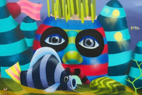 Graffiti, spray art, colorful pictures, public art, mythical creatures, fantastic creatures, human