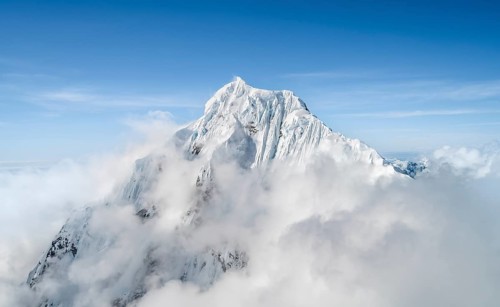 Aerial view, Extreme Ridge of Mount Huntington, 3731 m, Alaska Range, Alaska, USA
