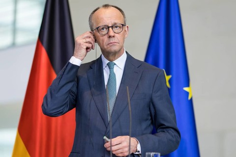 Friedrich Merz (Chancellor of the Federal Republic of Germany, CDU) at a joint press conference