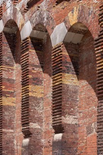 Detail of the masonry of the Congress Hall in the inner courtyard, unfinished National Socialist
