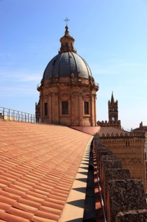 City of Palermo, view from the roof of the Cathedral Maria Santissima Assunta to the baroque dome