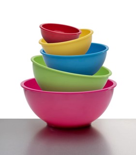 Colored bowls, studio shot
