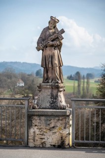 Statue of St. John of Nepomuk, patron saint of bridges, skippers and miller on the Rottweil high
