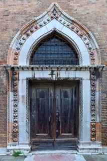 Entrance portal of the San Gregorio church, mid-15th century, Dorsoduro district, Venice, Veneto,