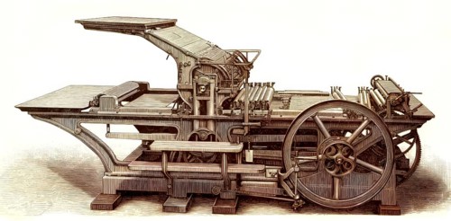 Historical illustration, 19th Century, Industrial Lithography printing press