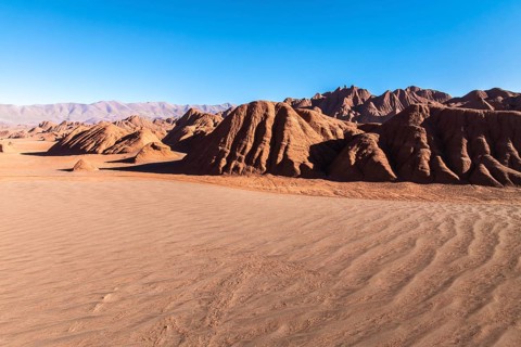 Vast and dramatic landscape of Devil's Desert in Salta, Argentina, showcasing unique rock