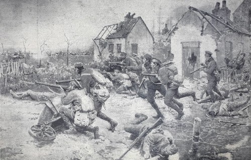 First World War, battle for a village in northern France, 1915, illustration, reproduction from a