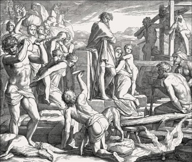 Cain establishing the city of Enoch, Old Testament, by Julius Schnorr von Carolsfeld, 1860