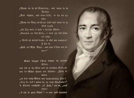 Portait with a poem, Johann Peter Hebel, 1760 - 1826, German poet, Protestant theologian and