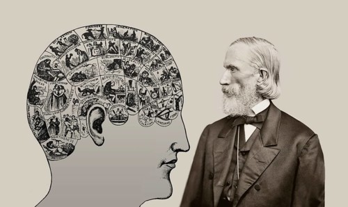 Orson Squire Fowler, 1809 – 1887, American phrenologist with a Phrenological Chart, head with