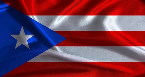 National flag of Puerto Rico with cloth texture. Puerto Rico flag with realistic texture background