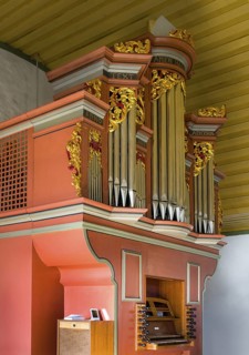 Protestant city church, Baroque organ from 1732, Helmarshausen, Bad Karlshafen, Hesse, Germany