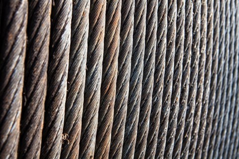Close-up of old steel cable