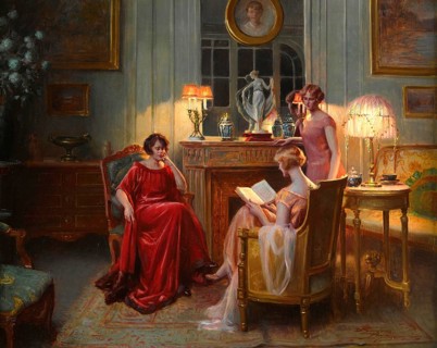 In the Reading Room is an oil painting on canvas by the French academic painter Delphin Enjolras