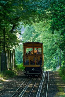 Historic funicular railway, rack and pinion funicular railway with water load on tracks,