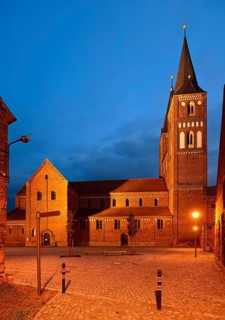 Jerichow monastery church, the oldest brick church in northern Germany, night shot, Jerichow,