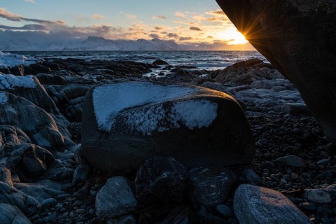 View from Söröya across the Norwegian Sea to Loppa, Finnmark, Norway, February 2019