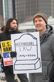 Detroit, Michigan USA, - 3 January 2026 - Activists rally in downtown Detroit to protest President