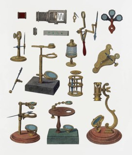 Optics, old microscope, 19th century
